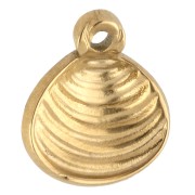 11x10 mm shell charm with epoxy resin - 304 gold stainless steel - Red