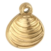 11x10 mm shell charm with epoxy resin - 304 gold stainless steel - Red