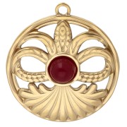 26 mm round pendant with carnelian cabochon - 304 gold-plated stainless steel x 1|raw }}
