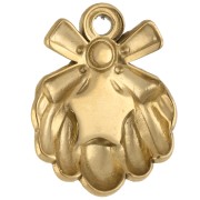 17x14 mm shell charm with mother-of-pearl star - 304 gold stainless steel - White x1