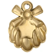 17x14 mm shell charm with mother-of-pearl star - 304 gold stainless steel - White x1