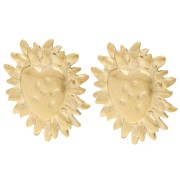 Ex-Voto Heart Earrings 36.5x32 mm - Gold-Plated 304 Stainless Steel (2 pairs)|raw }}