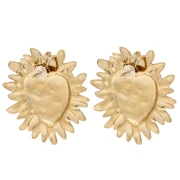 Ex-Voto Heart Earrings 36.5x32 mm - Gold-Plated 304 Stainless Steel (2 pairs)