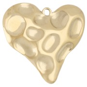 Hammered heart pendant 31.5x34 mm - 304 Gold stainless steel x 1