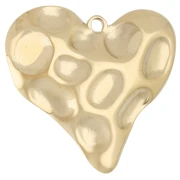 Hammered heart pendant 31.5x34 mm - 304 Gold stainless steel x 1