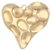 Hammered heart pendant 31.5x34 mm - 304 Gold stainless steel x 1