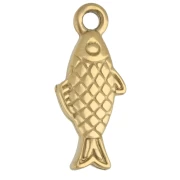 Fish charm 14x6 mm with rhinestones - 304 Gold Stainless Steel - Crystal x1