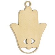 Hamsa Hand Pendant, 20x14.5 mm, Epoxy Resin - Gold-Plated 304 Stainless Steel - Green x 1