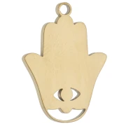 Hamsa Hand Pendant, 20x14.5 mm, Epoxy Resin - Gold-Plated 304 Stainless Steel - Green x 1