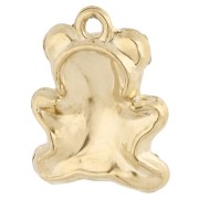 15x11.5mm resin heart & rhinestone teddy bear charm - 304 Stainless Steel Gold - Red x1