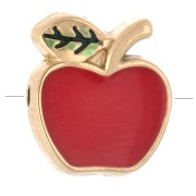 10x8.5 mm apple-shaped bead with epoxy resin - Gold-plated 304 stainless steel - Red x1