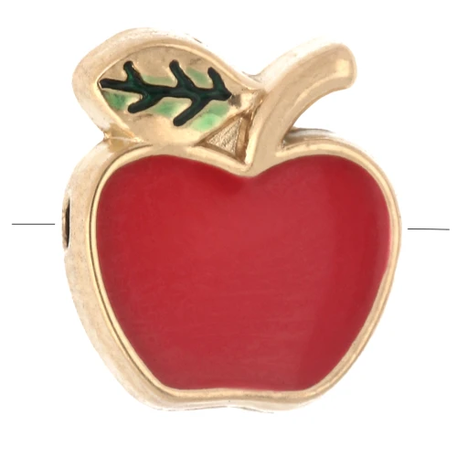 10x8.5 mm apple-shaped bead with epoxy resin - Gold-plated 304 stainless steel - Red x1