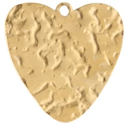 Heart Pendant, 17.5x18 mm, with cabochons and rhinestones - Gold-Plated 304 Stainless Steel - White - Green