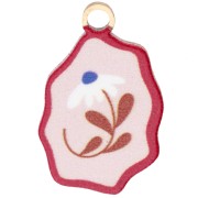 Irregular charm 18x11 mm UV print - Flower - 304 Gold stainless steel - Rose