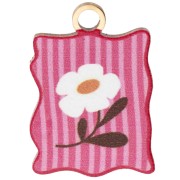 Rectangle - 17x12mm UV printed rectangle charm - Flower & stripes - Rose Gold 304 stainless steel 17x12mm UV printed rectangle charm - Flower & stripes - Rose Gold 304 stainless steel