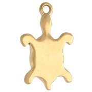 Turtle pendant 21x13.5 mm with epoxy resin - 304 Gold stainless steel - Blue