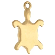 Turtle pendant 21x13.5 mm with epoxy resin - 304 Gold stainless steel - Blue