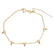 1.6 mm Trace Chain Bracelet with 5 4 mm Stopper Beads, Gold-Plated 304 Stainless Steel, 20 cm