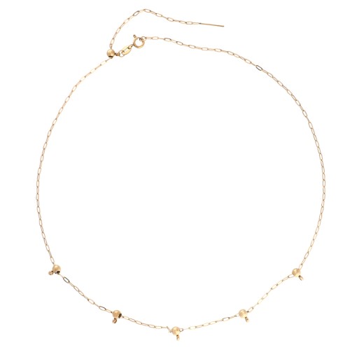 1.6mm Trace Chain Neck Chain & 5 4mm Stopper Beads, 304 Stainless Steel, Gold-Plated, 47cm