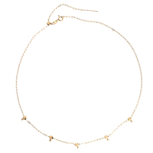1.6mm Trace Chain Neck Chain & 5 4mm Stopper Beads, 304 Stainless Steel, Gold-Plated, 47cm