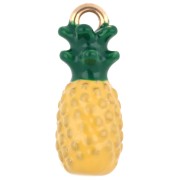 Pineapple charm 18.7x7.3 mm with epoxy resin - 304 Gold Stainless Steel - Yellow x1