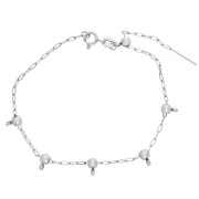 1.6 mm Trace-link bracelet with 5 4 mm stopper beads - 304 stainless steel, 20 cm