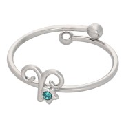 Adjustable Zodiac Sign Ring - Aries - 304L Stainless Steel - Aquamarine x1