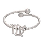Adjustable Zodiac Sign Ring - Virgo - 304L Stainless Steel - Crystal x1|raw }}