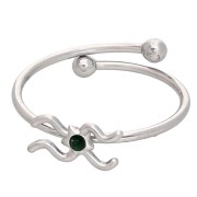 Adjustable Zodiac Sign Ring - Aquarius - 304L Stainless Steel - Emerald x1