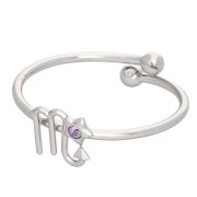 Adjustable Zodiac Sign Ring - Scorpio - 304L Stainless Steel - Light Amethyst