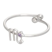 Adjustable Zodiac Sign Ring - Scorpio - 304L Stainless Steel - Light Amethyst