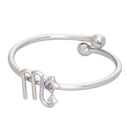 Adjustable Zodiac Sign Ring - Scorpio - 304L Stainless Steel - Light Amethyst