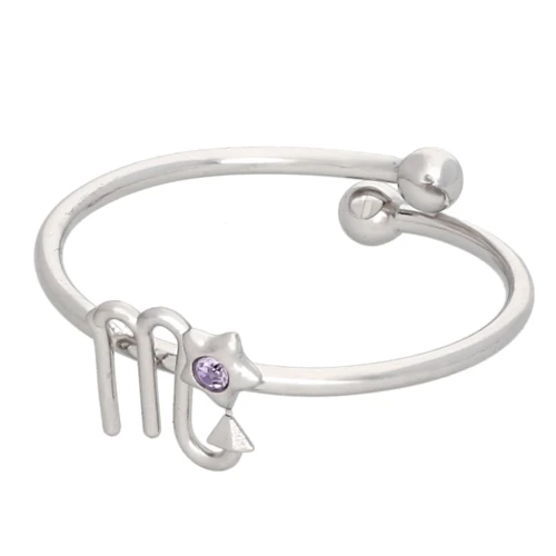 Adjustable Zodiac Sign Ring - Scorpio - 304L Stainless Steel - Light Amethyst