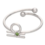 Adjustable Zodiac Sign Ring - Libra - 304L Stainless Steel - Peridot x1
