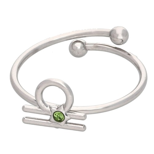 Adjustable Zodiac Sign Ring - Libra - 304L Stainless Steel - Peridot x1