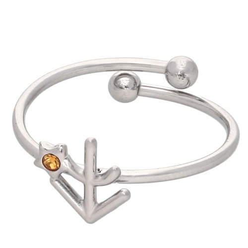 Adjustable Zodiac Sign Ring - Sagittarius - 304L Stainless Steel - 1 Topaz