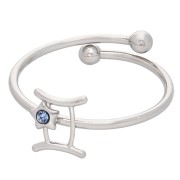 Adjustable Zodiac Sign Ring - Gemini, 304L Stainless Steel - Light Sapphire x1|raw }}