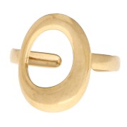 18 mm Irregular Hollow Oval Adjustable Ring - Sizes 51–58 - Gold-Plated 304 Stainless Steel x1