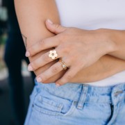 15.5 mm Adjustable Flower Ring - Sizes 52–60 - Gold-Plated 316 Stainless Steel x1