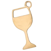 Wine glass charm 15.8x8 mm epoxy resin - Stainless Steel 304 Gold - Red x1