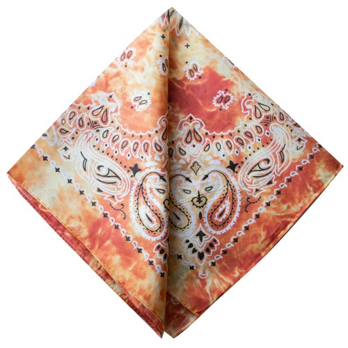 Bandana 100% cotton - Cashmere pattern - faded effect - Orange x1