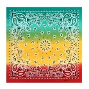 Bandana 100% cotton - Cashmere pattern - Tie and Dye - Red - Yellow - Green x1