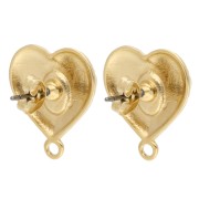 Heart-shaped earstuds, 19.5 x 17 mm, with epoxy resin - Fine gold plated - Red x2