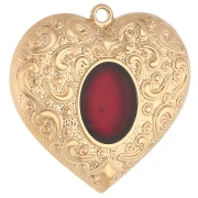 31 mm heart pendant with epoxy resin - Fine gold plated - Red x1