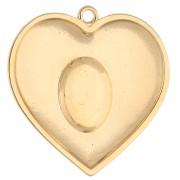 31 mm heart pendant with epoxy resin - Fine gold plated - Red x1