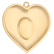 31 mm heart pendant with epoxy resin - Fine gold plated - Red x1