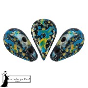 Amos® Glass Beads by Puca® 5x8 mm - Enamel Blue Yellow x10g