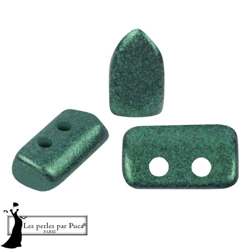 Piros® Glass Beads by Puca® 2x5 mm - Green Forest Metallic Matte x10g