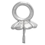 Pendant Clasp for 8-10-12 mm Semi-Drilled Round Beads - 925 Sterling Silver x1