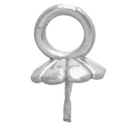 Pendant Clasp for 8-10-12 mm Semi-Drilled Round Beads - 925 Sterling Silver x1